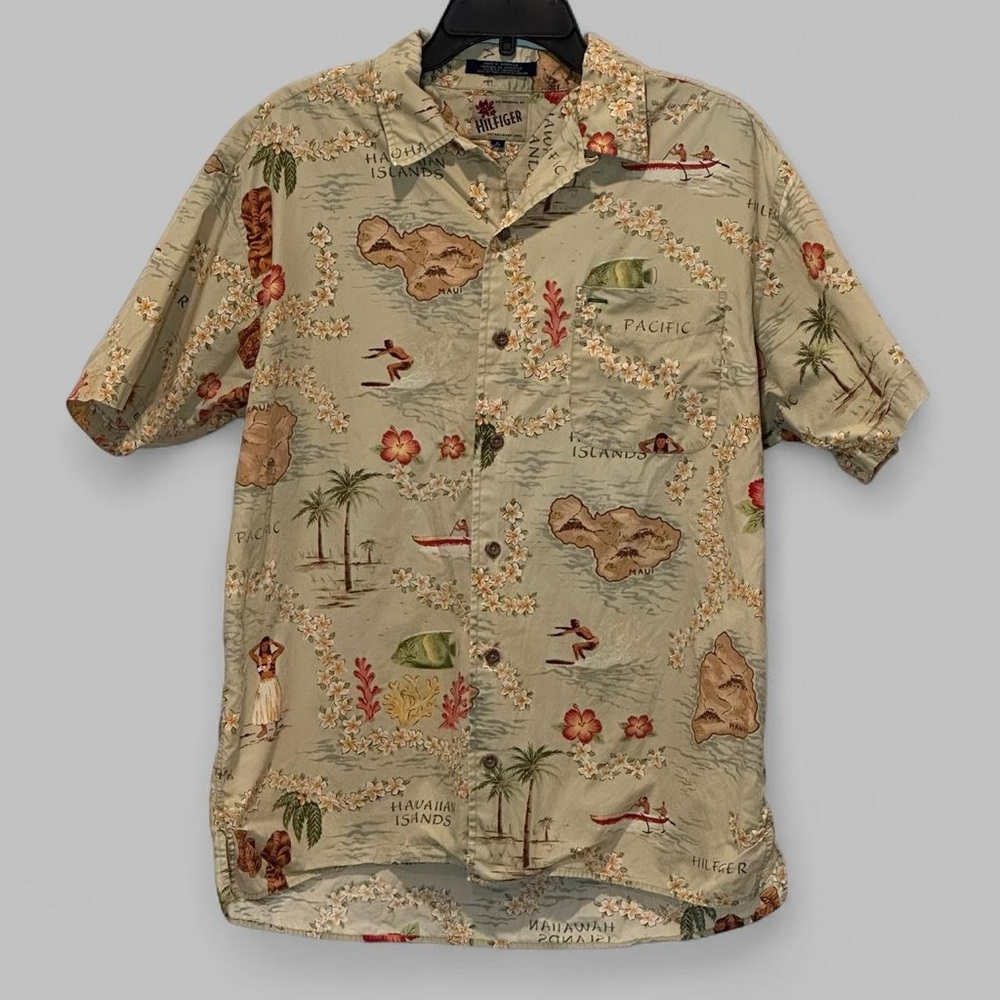 Tommy Hilfiger Tropical Print Men's Shirt Sz Medium